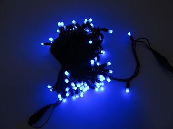 PROFI STRING LIGHT girlianda 10m, 100LED, mėlyna spalva, nemirksinti, juodu kabeliu